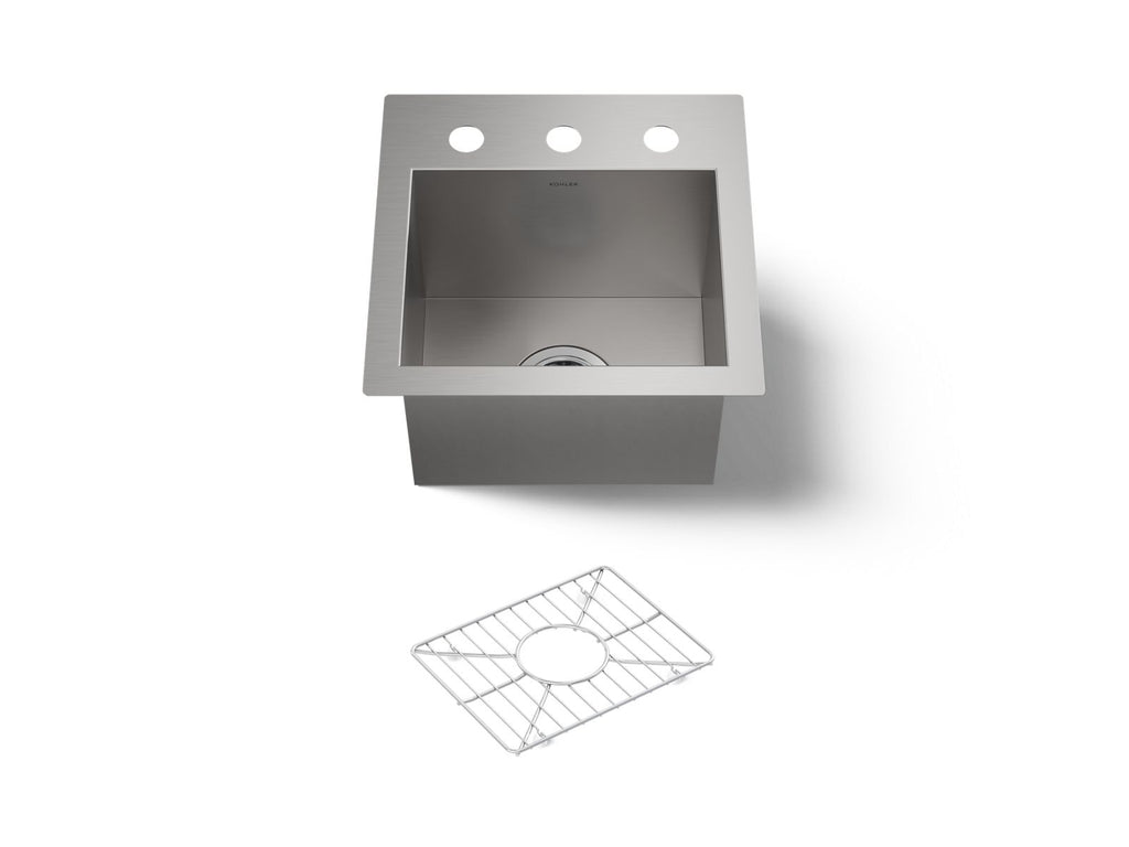 KOHLER K-3840-3-NA Vault 15" Top-/Undermount Bar Sink - Stainless Steel