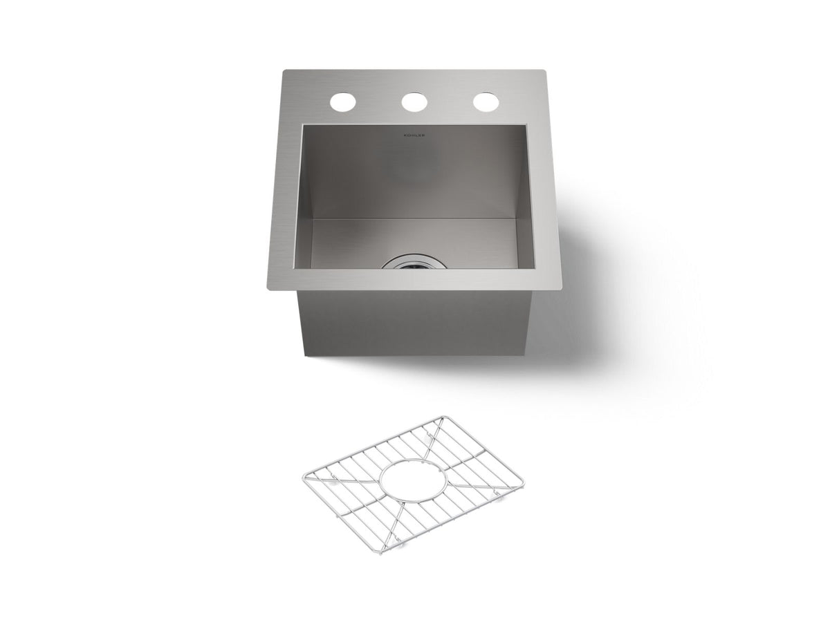 KOHLER K-3840-3-NA Vault 15" Top-/Undermount Bar Sink - Stainless Steel