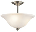 KICHLER 42879NI Nicholson 16" 3 Light Semi Flush with Satin Etched Glass in Brushed Nickel