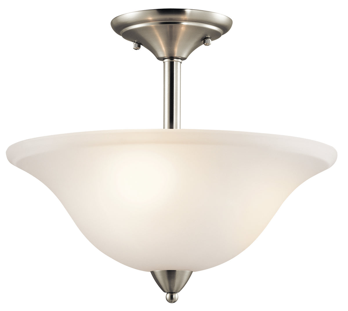 KICHLER 42879NI Nicholson 16" 3 Light Semi Flush with Satin Etched Glass in Brushed Nickel