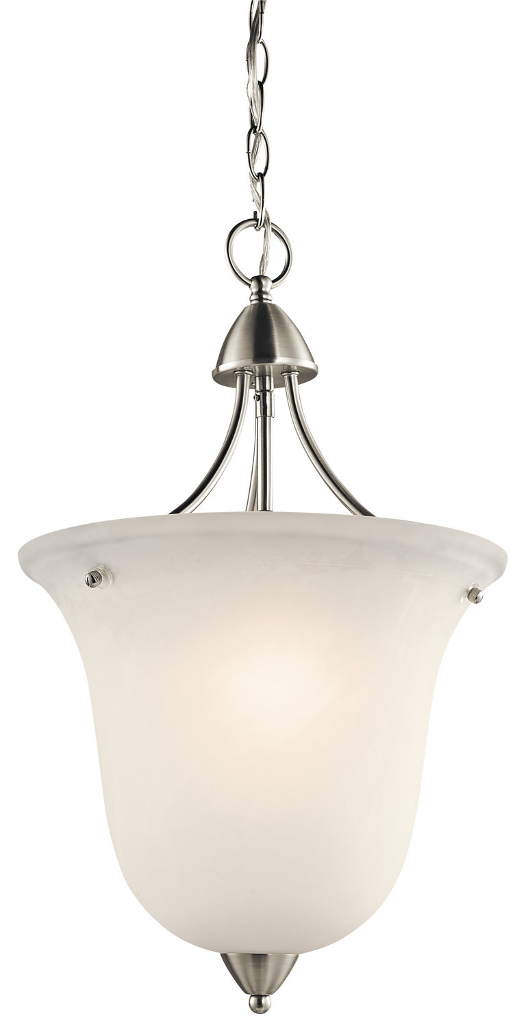 KICHLER 42882NI Nicholson 21.25" 1 Light Small Foyer Pendant with Satin Etched Glass in Brushed Nickel
