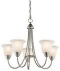 KICHLER 42884NI Nicholson 21" 5 Light Chandelier with Satin Etched Glass in Brushed Nickel