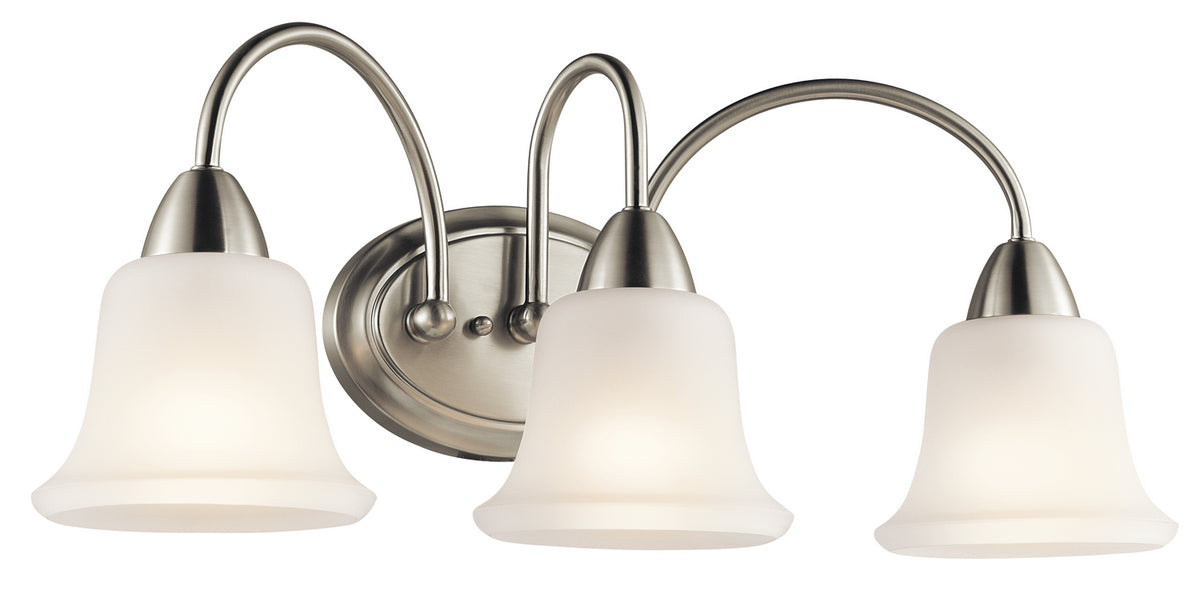 KICHLER 45883NI Nicholson 24" 3 Light Vanity Light with Satin Etched Glass in Brushed Nickel