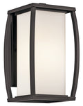 KICHLER 49337AZ Bowen 13" 1 Light Outdoor Wall Light With Satin Etched Cased Opal Glass In Architectural Bronze