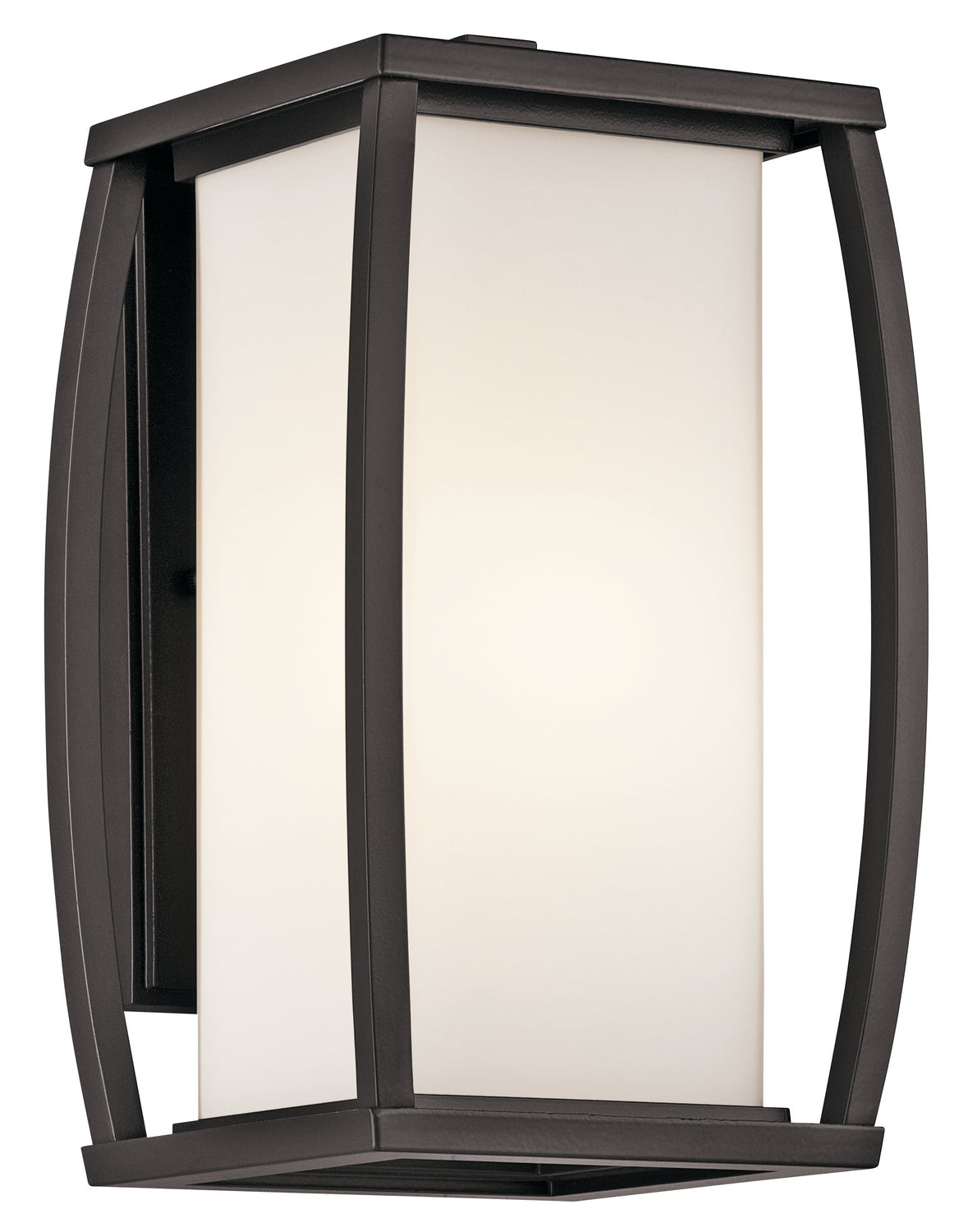 KICHLER 49337AZ Bowen 13" 1 Light Outdoor Wall Light With Satin Etched Cased Opal Glass In Architectural Bronze
