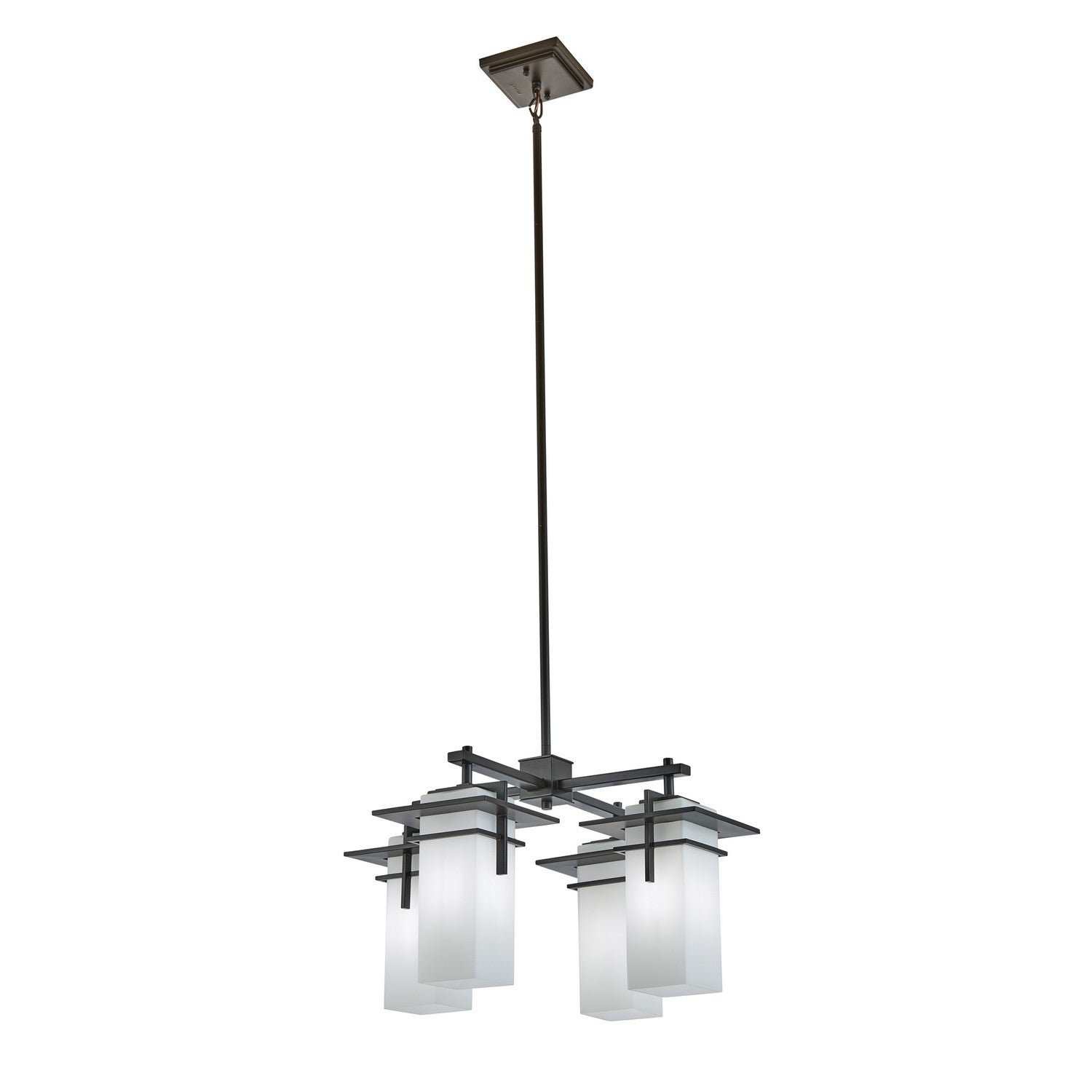 KICHLER 49638OZ Caterham 12.75 Inch 4 Light Chandelier With Satin Etched Cased Opal Glass In Olde Bronze