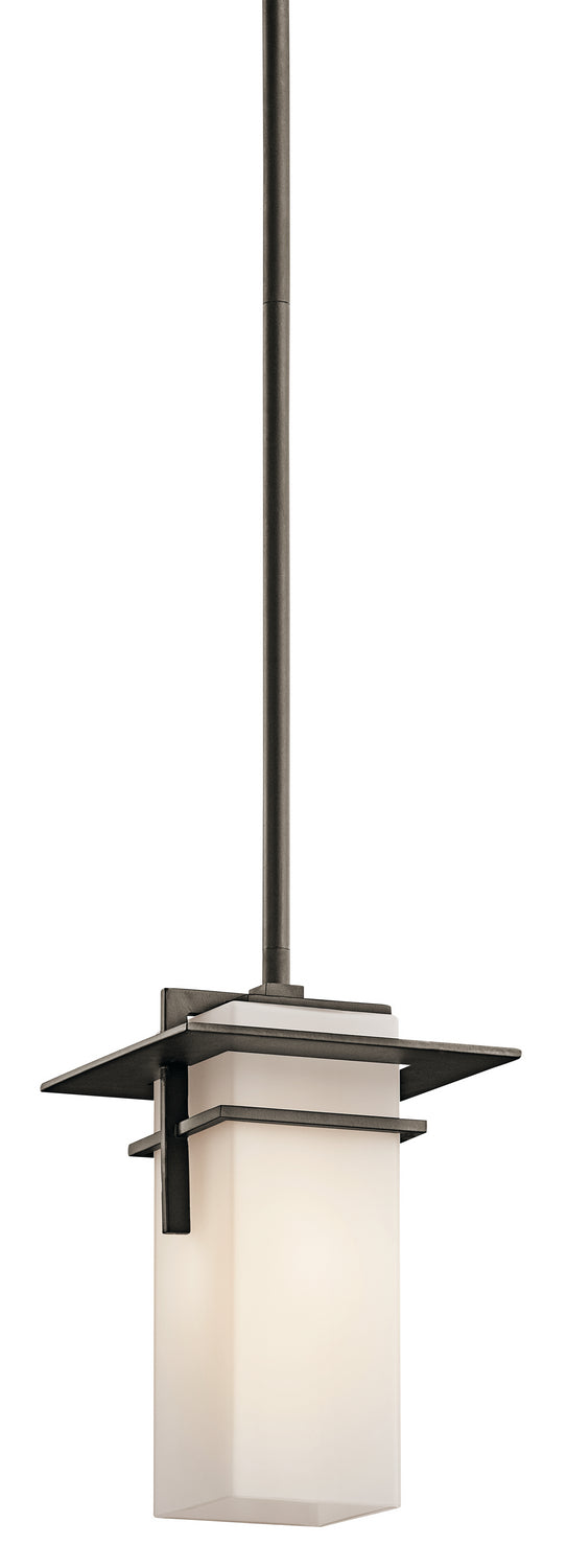 KICHLER 49640OZ Caterham 10" 1 Light Outdoor Pendant With Satin Etched Cased Opal Glass In Olde Bronze