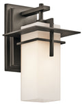 KICHLER 49642OZ Caterham 11.75" 1 Light Outdoor Wall Light With Satin Etched Cased Opal Glass In Olde Bronze