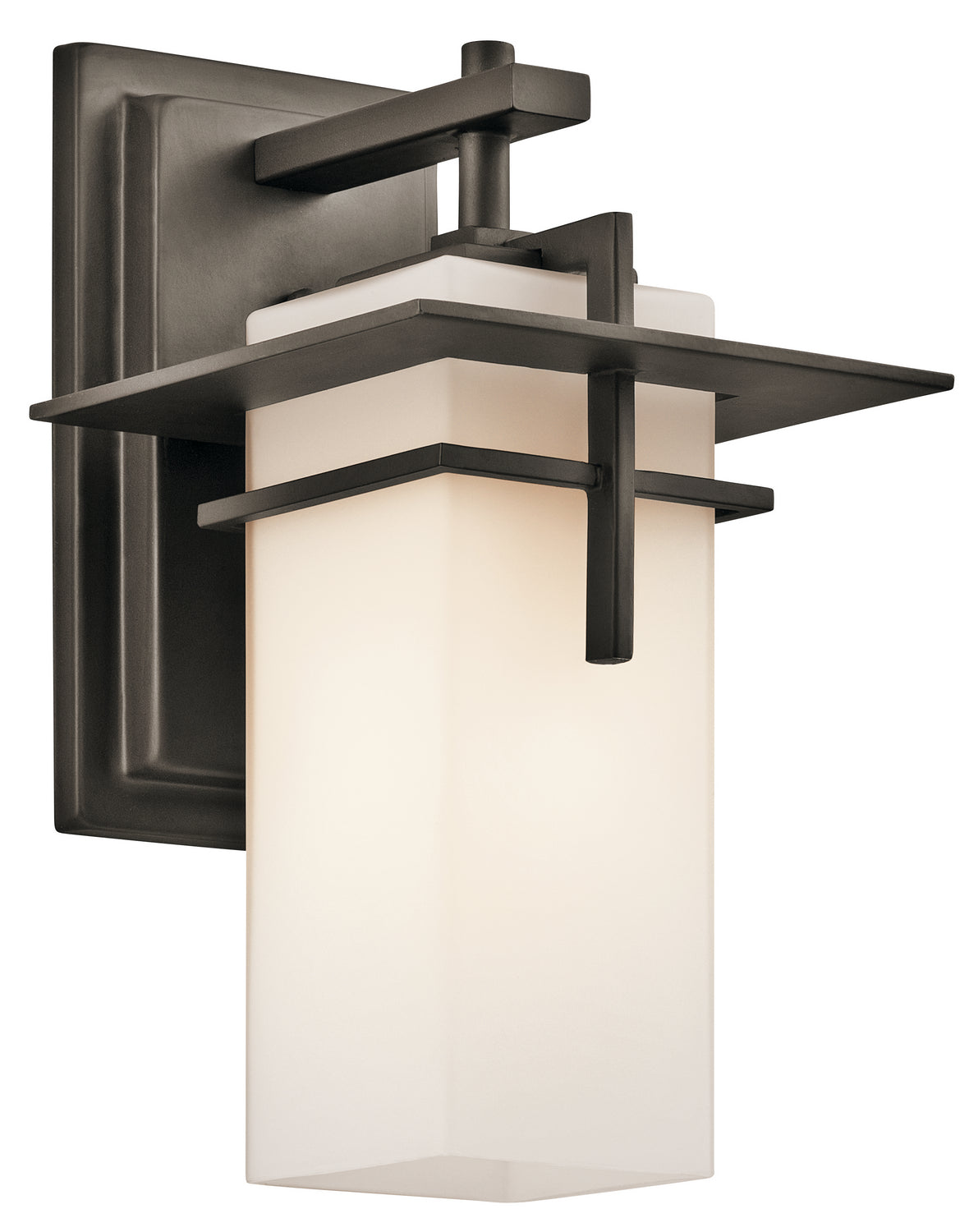 KICHLER 49642OZ Caterham 11.75" 1 Light Outdoor Wall Light With Satin Etched Cased Opal Glass In Olde Bronze