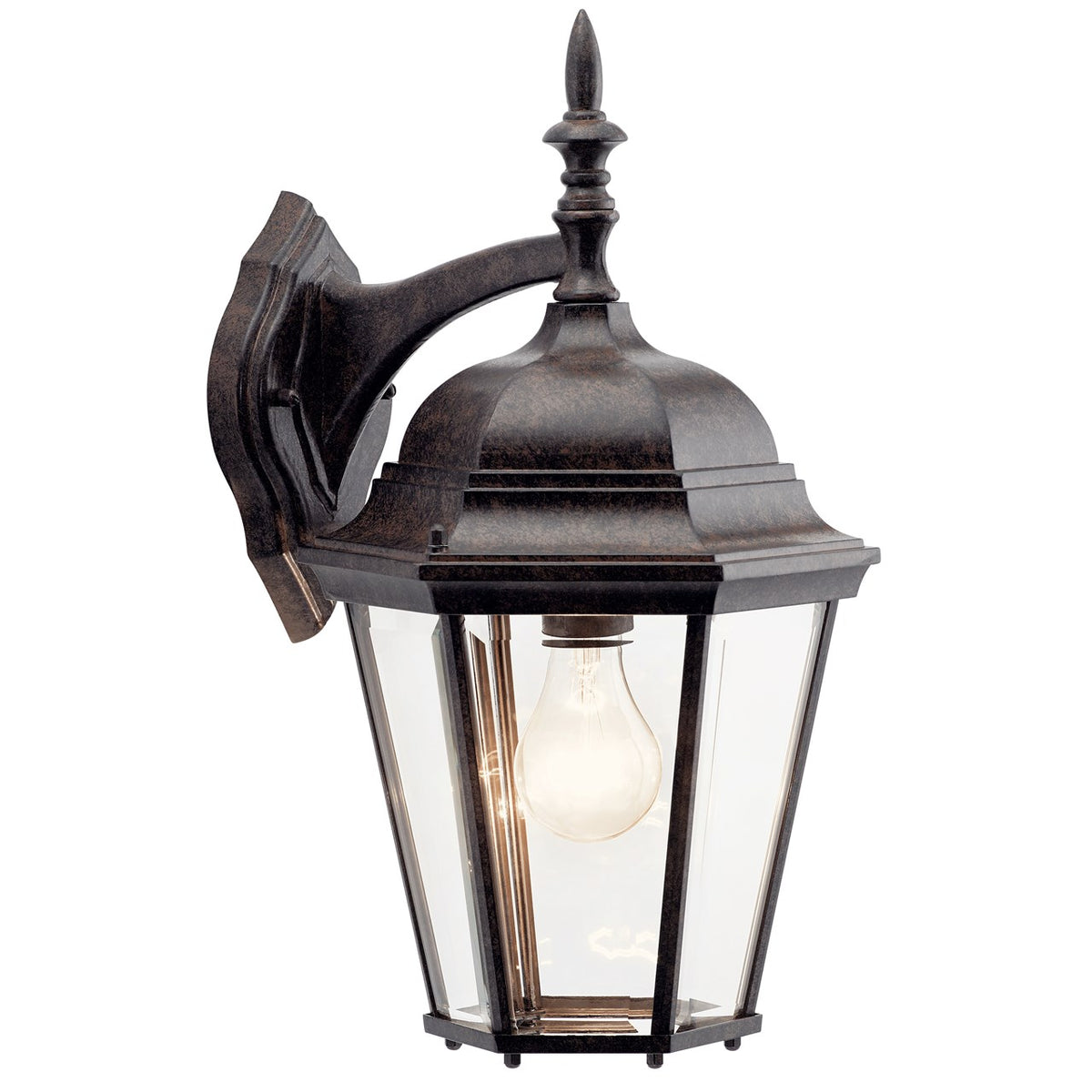 KICHLER 9655TZ Madison 17" 1 Light Wall Light With Clear Beveled Glass In Tannery Bronze