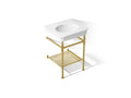 KOHLER K-39303-1-02M Claude By Studio Mcgee 24" Rectangular Console Table Bathroom Sink - White With Vibrant Brushed Moderne Brass