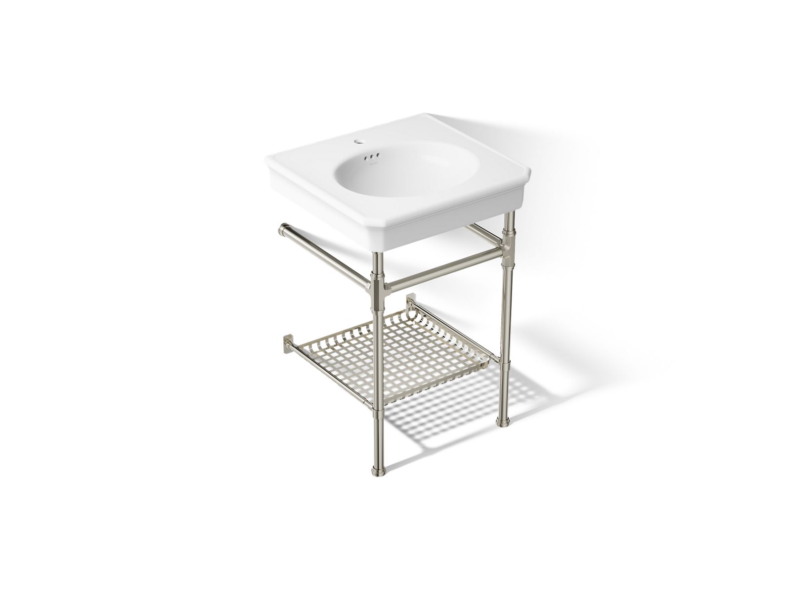 KOHLER K-39303-1-0SN Claude By Studio Mcgee 24" Rectangular Console Table Bathroom Sink - White With Vibrant Polished Nickel
