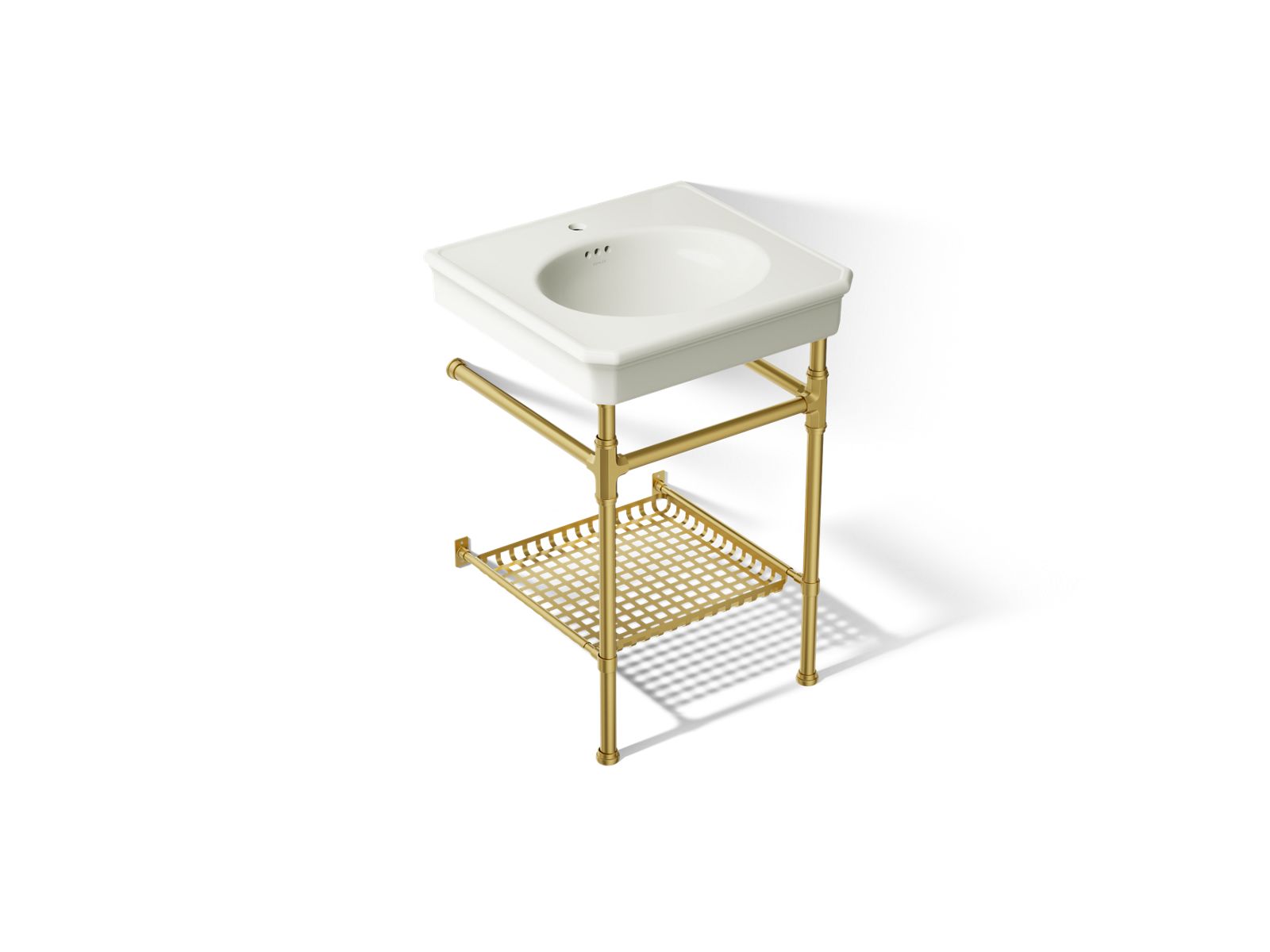 KOHLER K-39303-1-22M Claude By Studio Mcgee 24" Rectangular Console Table Bathroom Sink - Dune With Vibrant Brushed Moderne Brass