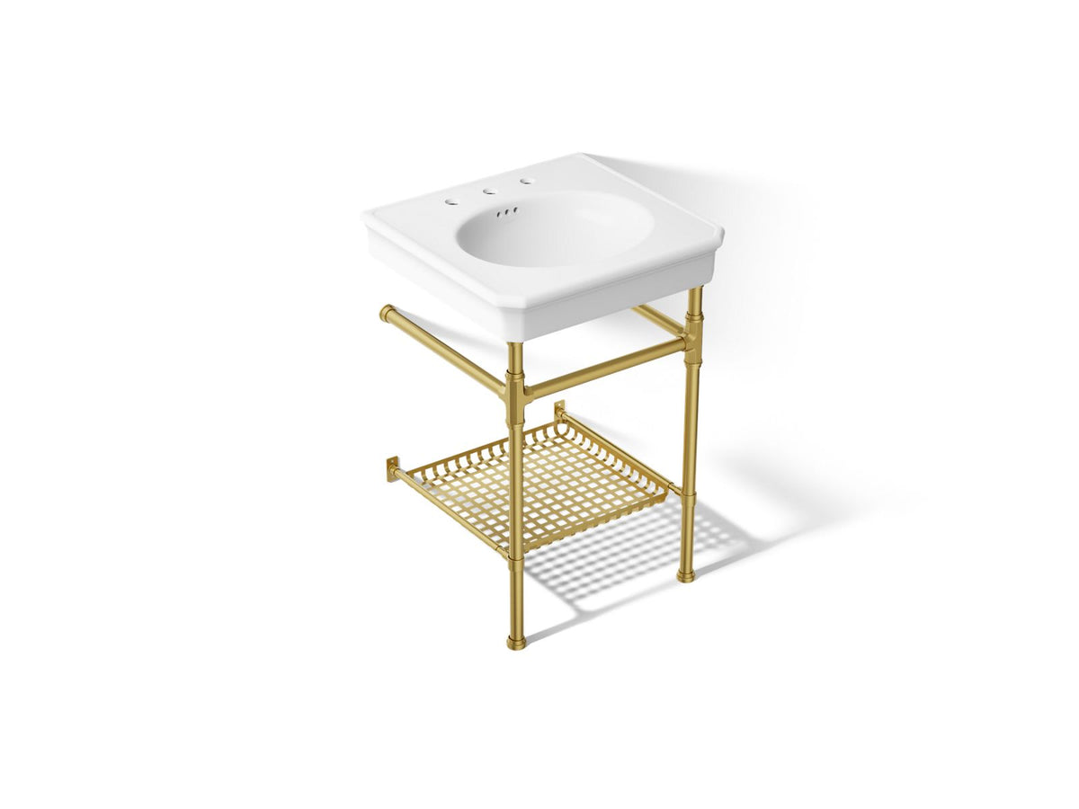 KOHLER K-39303-8-02M Claude By Studio Mcgee 24" Rectangular Console Table Bathroom Sink - White With Vibrant Brushed Moderne Brass