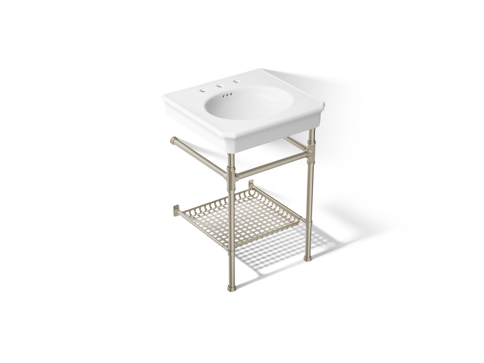 KOHLER K-39303-8-0BN Claude By Studio Mcgee 24" Rectangular Console Table Bathroom Sink - White With Brushed Nickel
