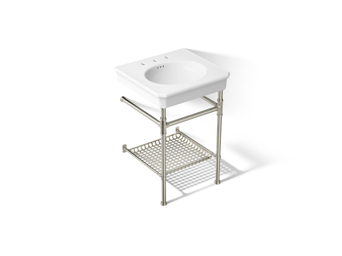 KOHLER K-39303-8-0SN Claude By Studio Mcgee 24" Rectangular Console Table Bathroom Sink - White With Vibrant Polished Nickel