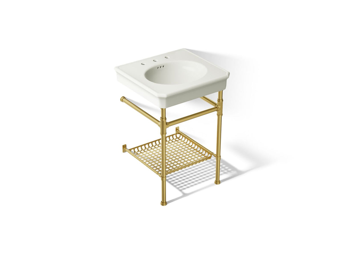 KOHLER K-39303-8-22M Claude By Studio Mcgee 24" Rectangular Console Table Bathroom Sink - Dune With Vibrant Brushed Moderne Brass