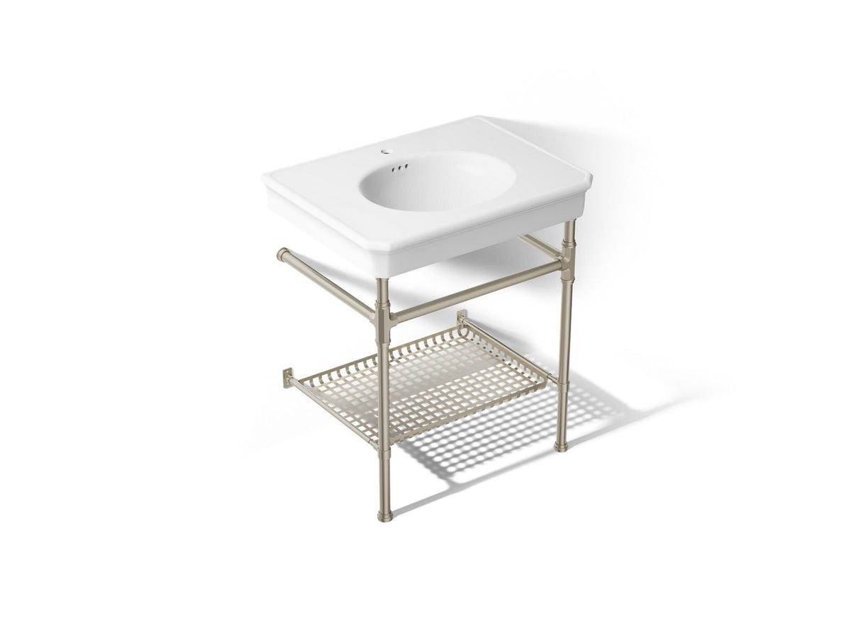 KOHLER K-39304-1-0BN Claude By Studio Mcgee 30" Rectangular Console Table Bathroom Sink - White With Brushed Nickel