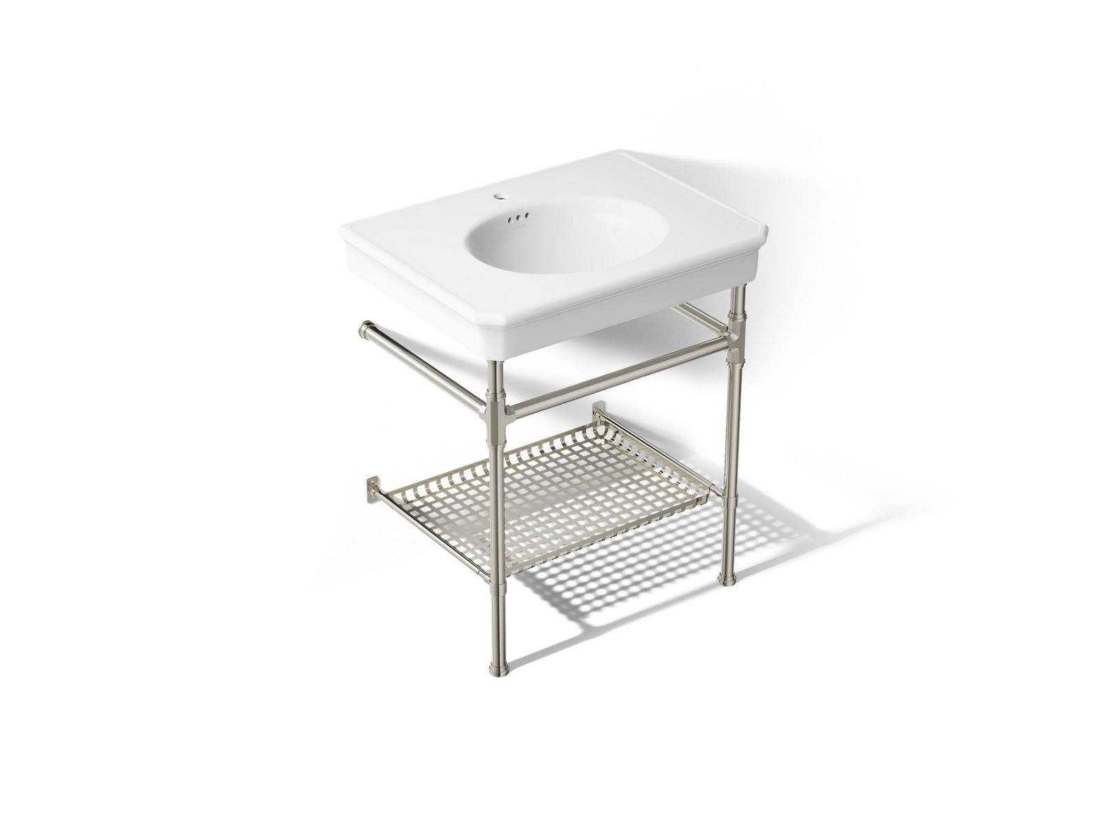 KOHLER K-39304-1-0SN Claude By Studio Mcgee 30" Rectangular Console Table Bathroom Sink - White With Vibrant Polished Nickel