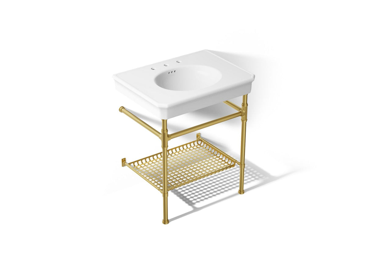 KOHLER K-39304-8-02M Claude By Studio Mcgee 30" Rectangular Console Table Bathroom Sink - White With Vibrant Brushed Moderne Brass