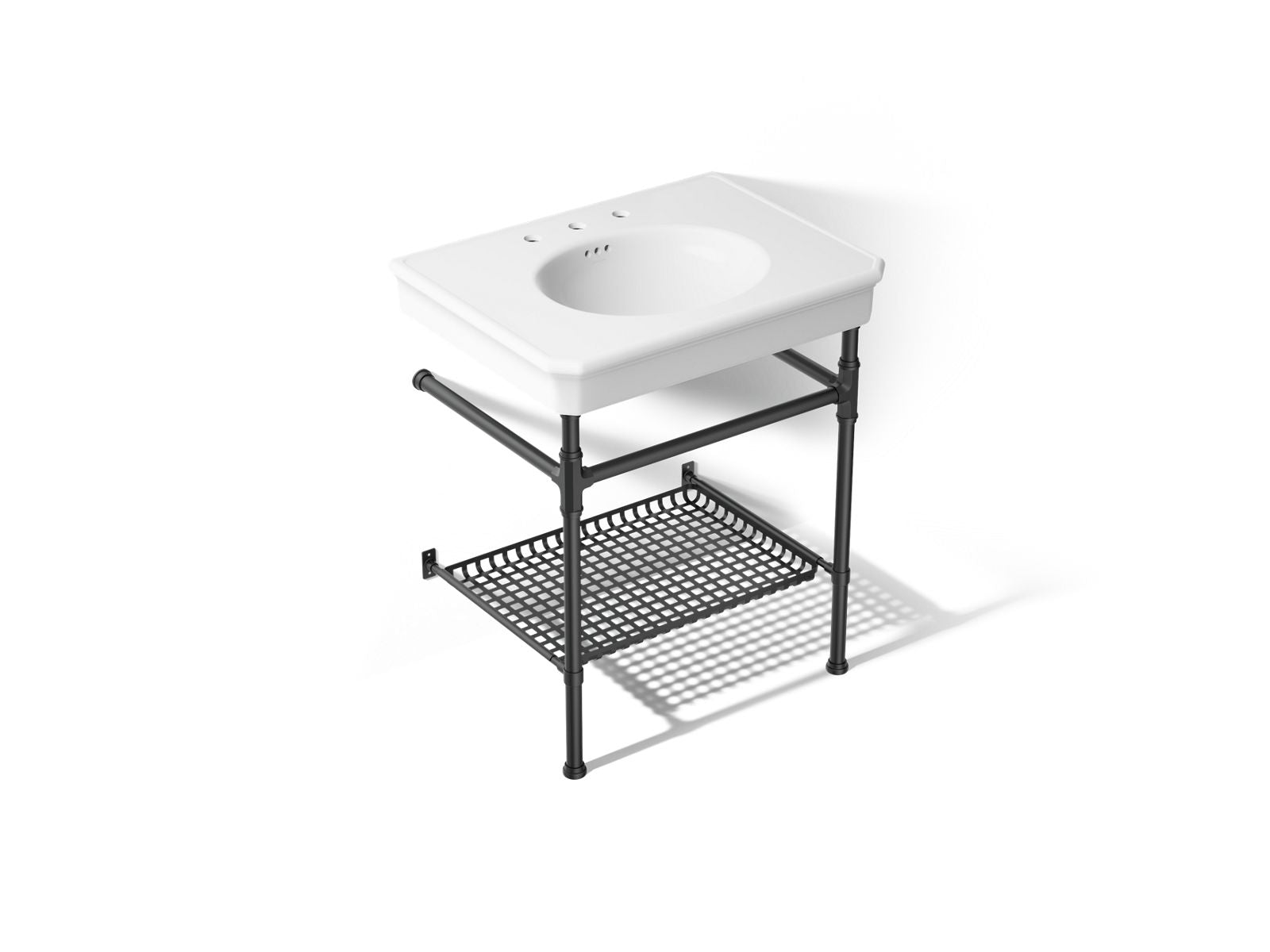 KOHLER K-39304-8-0BL Claude By Studio Mcgee 30" Rectangular Console Table Bathroom Sink - White With Black