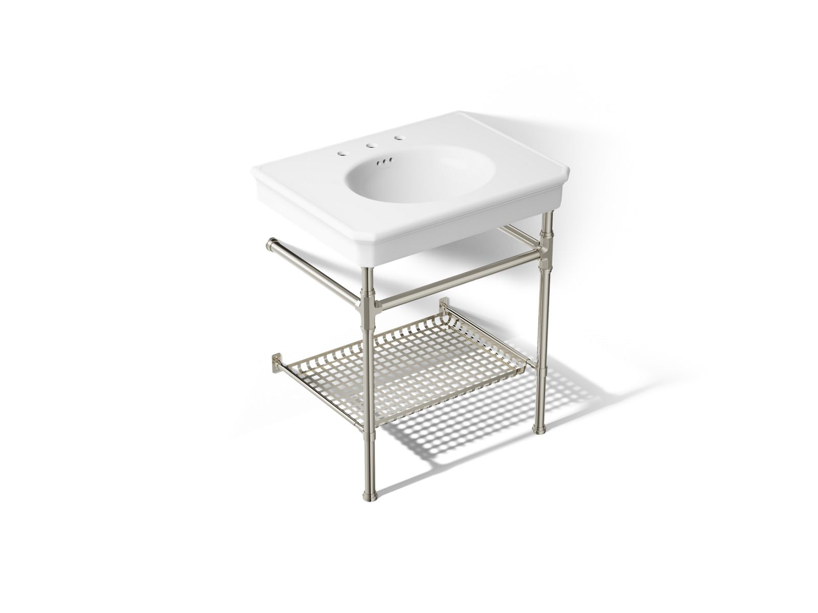 KOHLER K-39304-8-0SN Claude By Studio Mcgee 30" Rectangular Console Table Bathroom Sink - White With Vibrant Polished Nickel