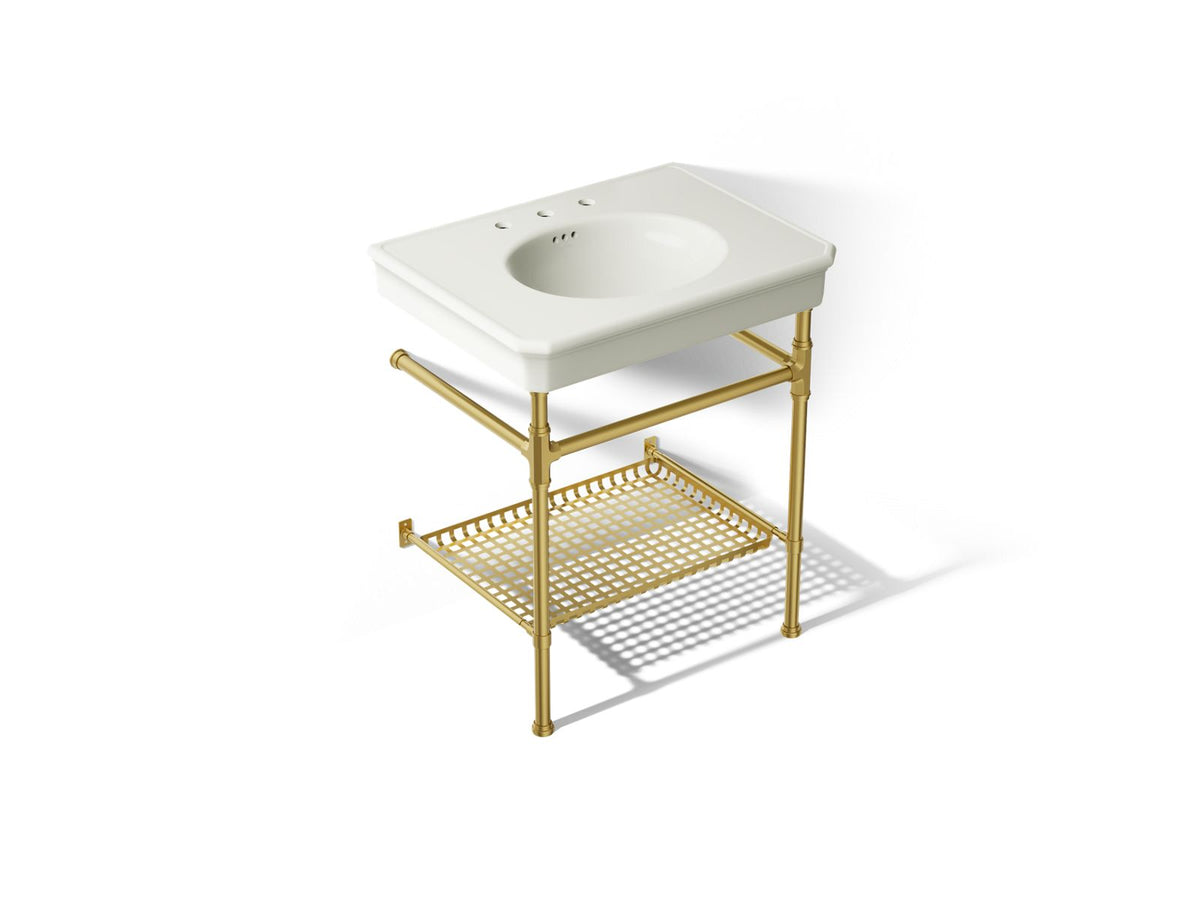 KOHLER K-39304-8-22M Claude By Studio Mcgee 30" Rectangular Console Table Bathroom Sink - Dune With Vibrant Brushed Moderne Brass