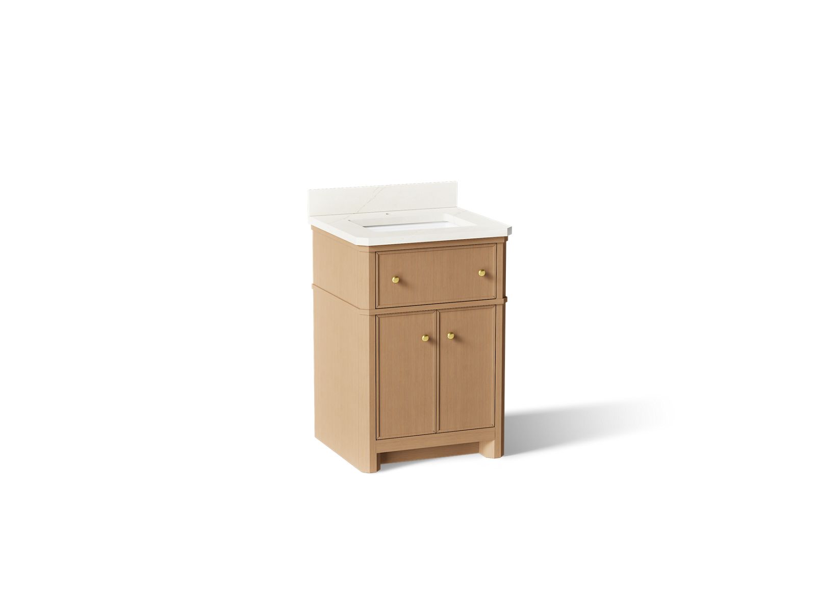 KOHLER K-39305-SWK Claude By Studio Mcgee 24" Bathroom Vanity Cabinet With Sink And Quartz Top - White Oak
