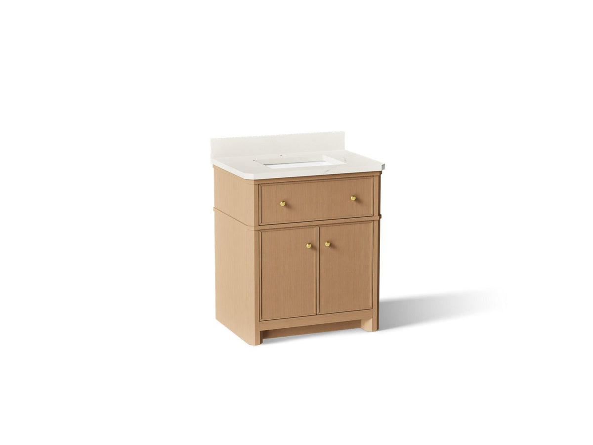 KOHLER K-39306-SWK Claude By Studio Mcgee 30" Bathroom Vanity Cabinet With Sink And Quartz Top - White Oak