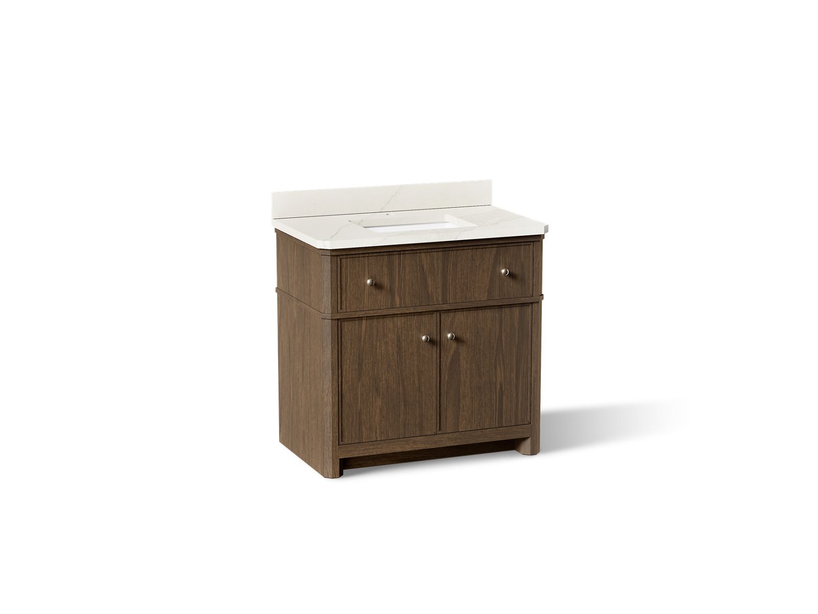 KOHLER K-39307-DAK Claude By Studio Mcgee 36" Bathroom Vanity Cabinet With Sink And Quartz Top - Draper Oak