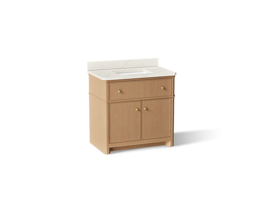 KOHLER K-39307-SWK Claude By Studio Mcgee 36" Bathroom Vanity Cabinet With Sink And Quartz Top - White Oak