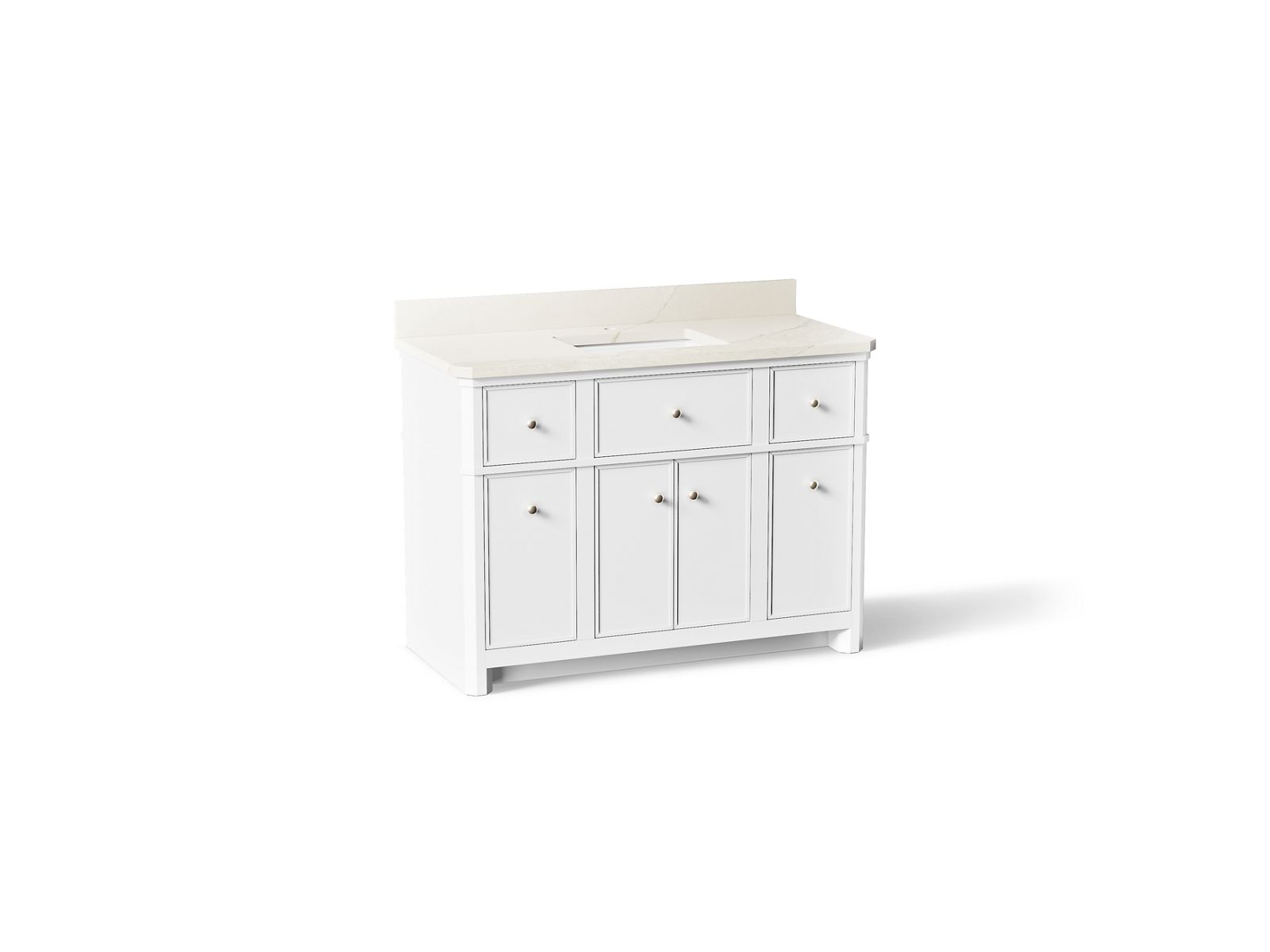 KOHLER K-39308-0 Claude By Studio Mcgee 48" Bathroom Vanity Cabinet With Sink And Quartz Top - White
