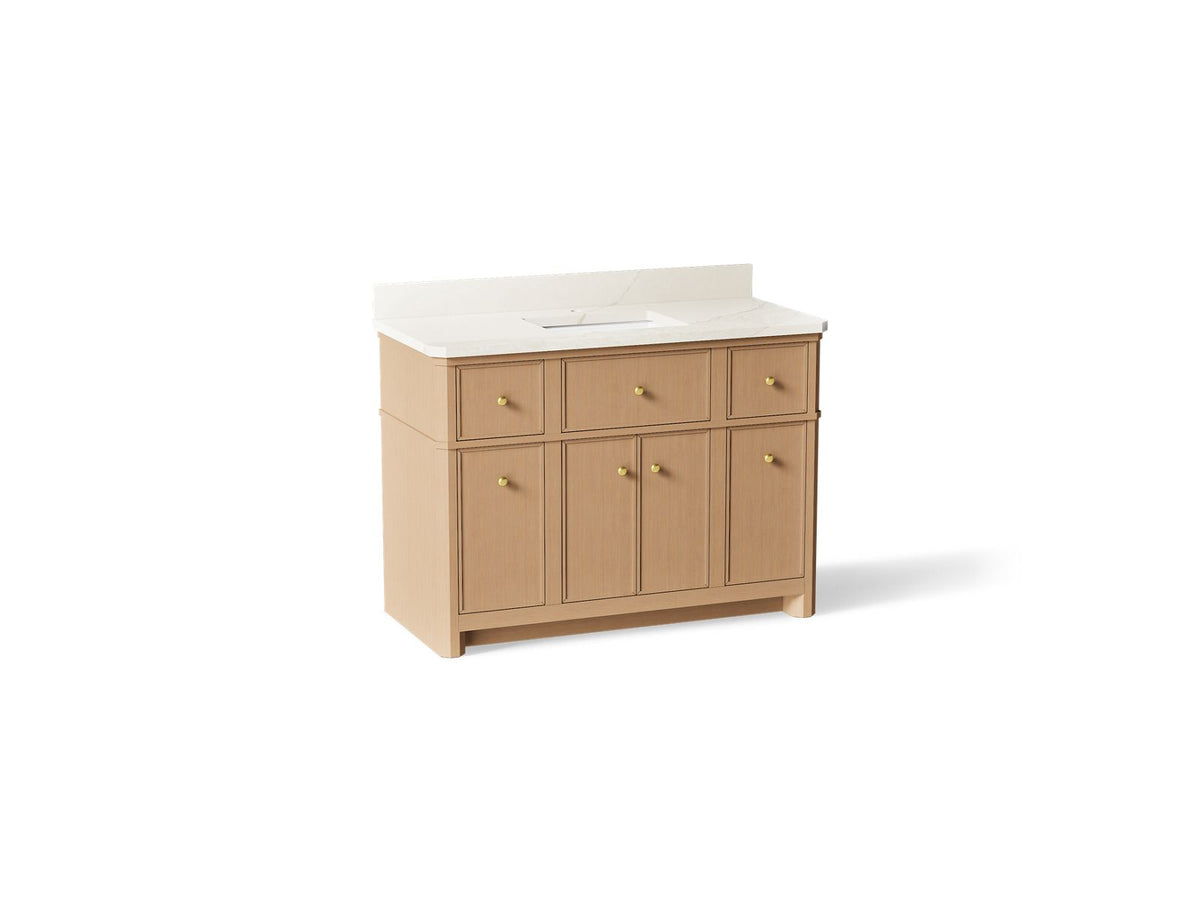 KOHLER K-39308-SWK Claude By Studio Mcgee 48" Bathroom Vanity Cabinet With Sink And Quartz Top - White Oak