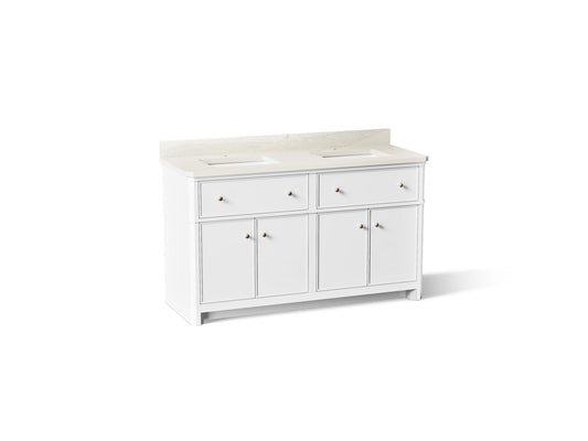 KOHLER K-39309-0 Claude By Studio Mcgee 60" Bathroom Vanity Cabinet With Sinks And Quartz Top - White