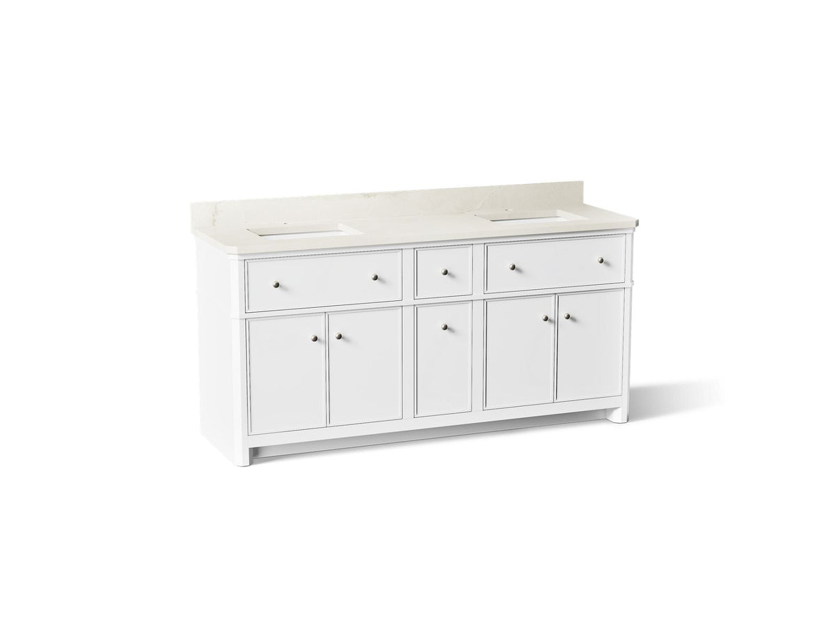 KOHLER K-39310-0 Claude By Studio Mcgee 72" Bathroom Vanity Cabinet With Sinks And Quartz Top - White