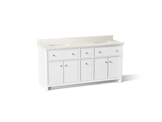 KOHLER K-39310-0 Claude By Studio Mcgee 72" Bathroom Vanity Cabinet With Sinks And Quartz Top - White