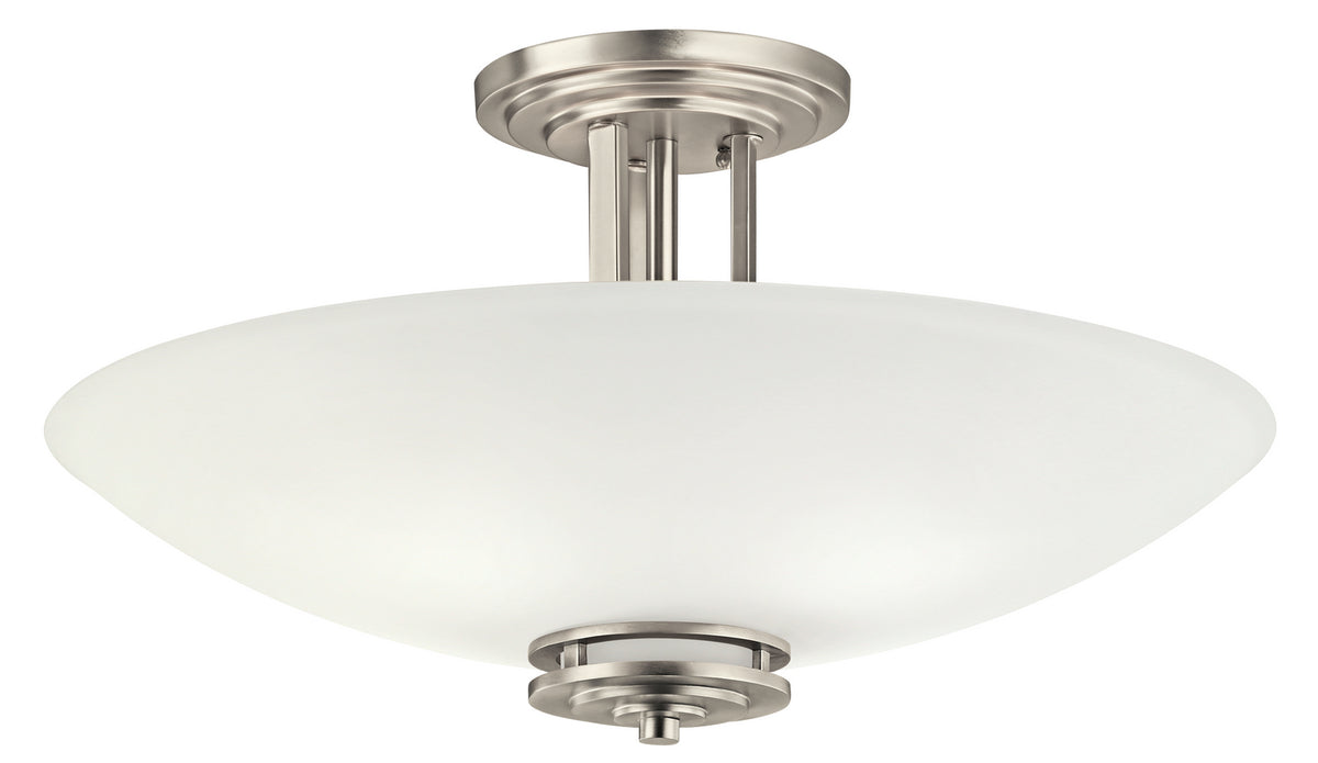 KICHLER 3677NI Hendrik 24" 4 Light Semi Flush with Satin Etched Cased Opal Glass Brushed Nickel