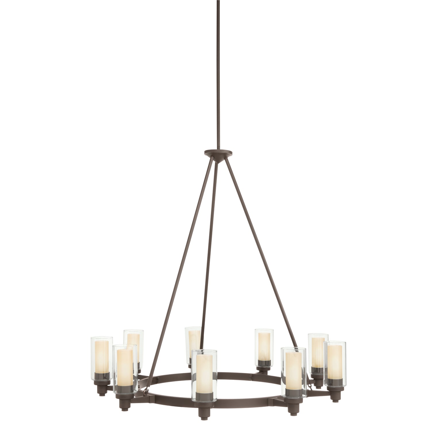 KICHLER 2346OZ Circolo 35.5" 9 Light Round Chandelier with Clear Outer and Umber Etched Inner Cylinders Olde Bronze
