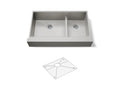 KOHLER K-3945-NA Vault Smart Divide 35-1/2" Undermount Double-Bowl Farmhouse Kitchen Sink - Stainless Steel