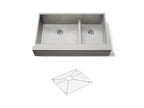 KOHLER K-3945-NA Vault Smart Divide 35-1/2" Undermount Double-Bowl Farmhouse Kitchen Sink - Stainless Steel