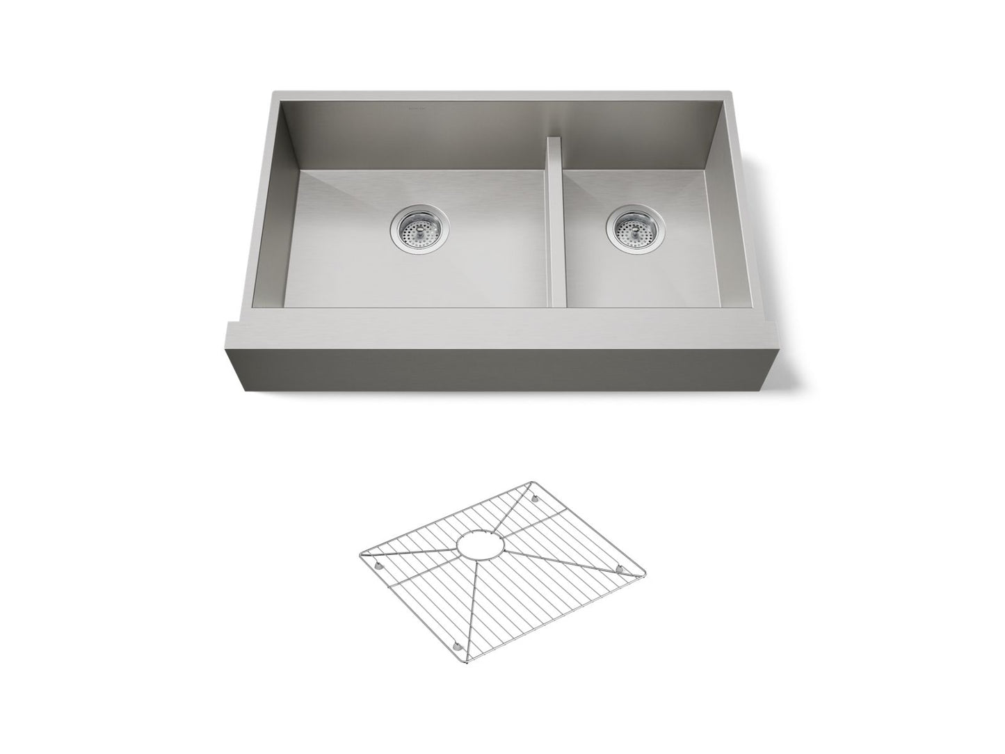 KOHLER K-3945-NA Vault Smart Divide 35-1/2" undermount double-bowl farmhouse kitchen sink - Stainless Steel