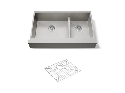 KOHLER K-3945-NA Vault Smart Divide 35-1/2" undermount double-bowl farmhouse kitchen sink - Stainless Steel