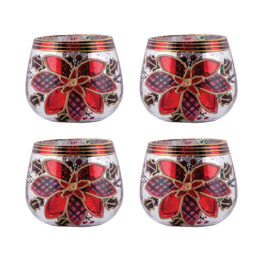 ELK STUDIO 394621/S4 Poinsettia Tealight Holders (Set of 4)