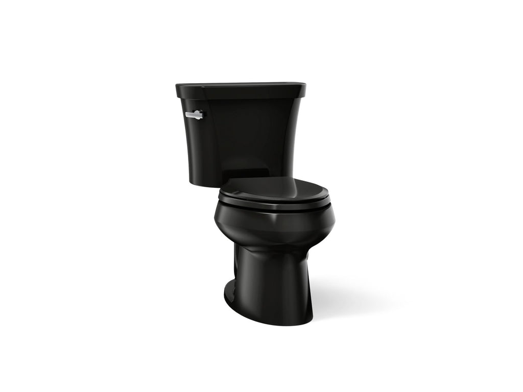 KOHLER K-3948-7 Wellworth Two-Piece Elongated Toilet, 1.28 Gpf - Black Black