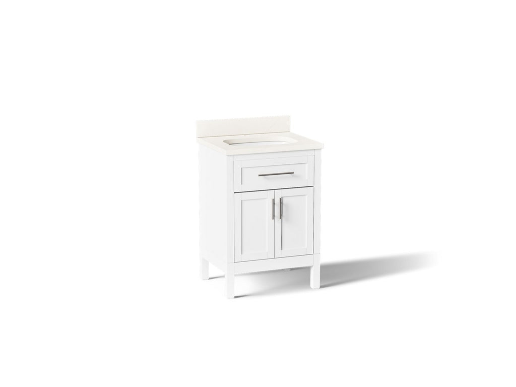 KOHLER K-39603-ASB-0 Hadron 24" Bathroom Vanity Cabinet With Sink And Quartz Top - White