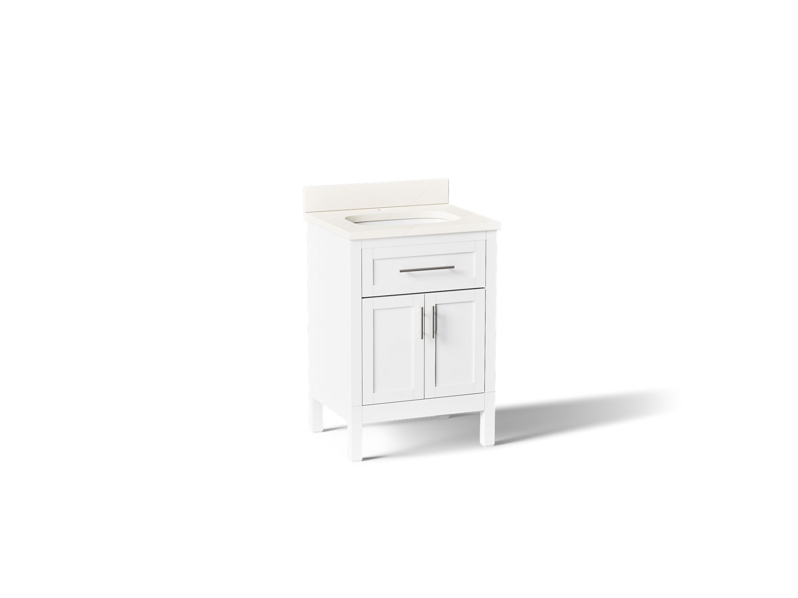 KOHLER K-39603-ASB-0 Hadron 24" Bathroom Vanity Cabinet With Sink And Quartz Top - White