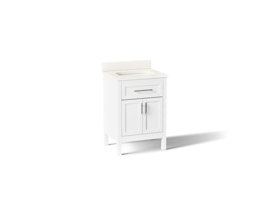 KOHLER K-39603-ASB-0 Hadron 24" bathroom vanity cabinet with sink and quartz top - White