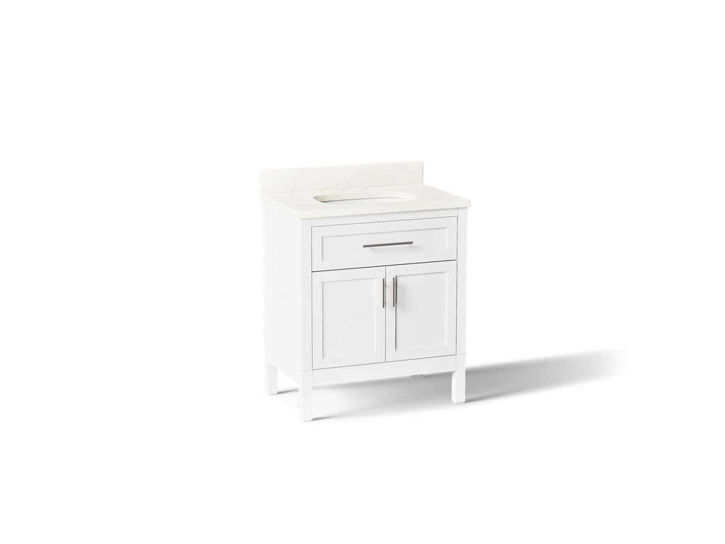 KOHLER K-39604-ASB-0 Hadron 30" Bathroom Vanity Cabinet With Sink And Quartz Top - White