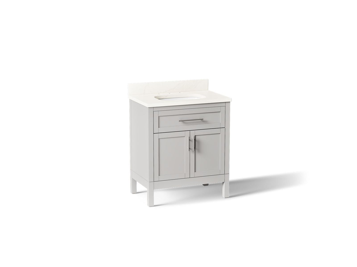 KOHLER K-39604-ASB-AGA Hadron 30" Bathroom Vanity Cabinet With Sink And Quartz Top - Atmos Grey
