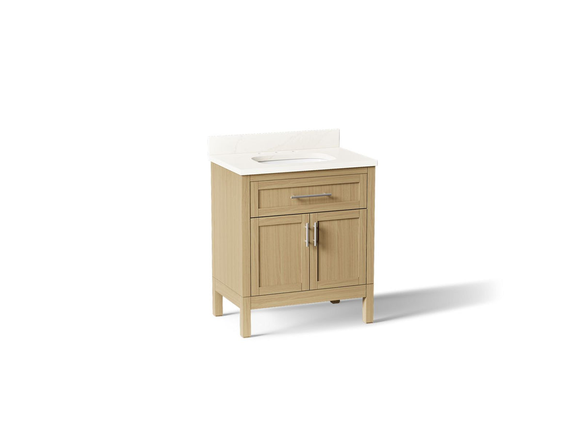 KOHLER K-39604-ASB-WEK Hadron 30" Bathroom Vanity Cabinet With Sink And Quartz Top - Light Oak